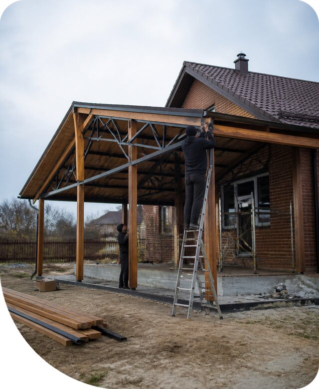 Пристройка навеса к дому и участку в Похвистневе под ключ